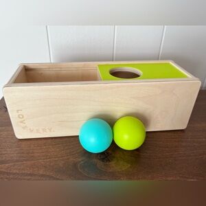 Lovevery Wooden Ball Drop Box with Blue and Green Balls